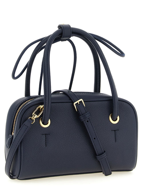 Furla Poppy S Blue Calfskin Handbag Dome Leather Navy