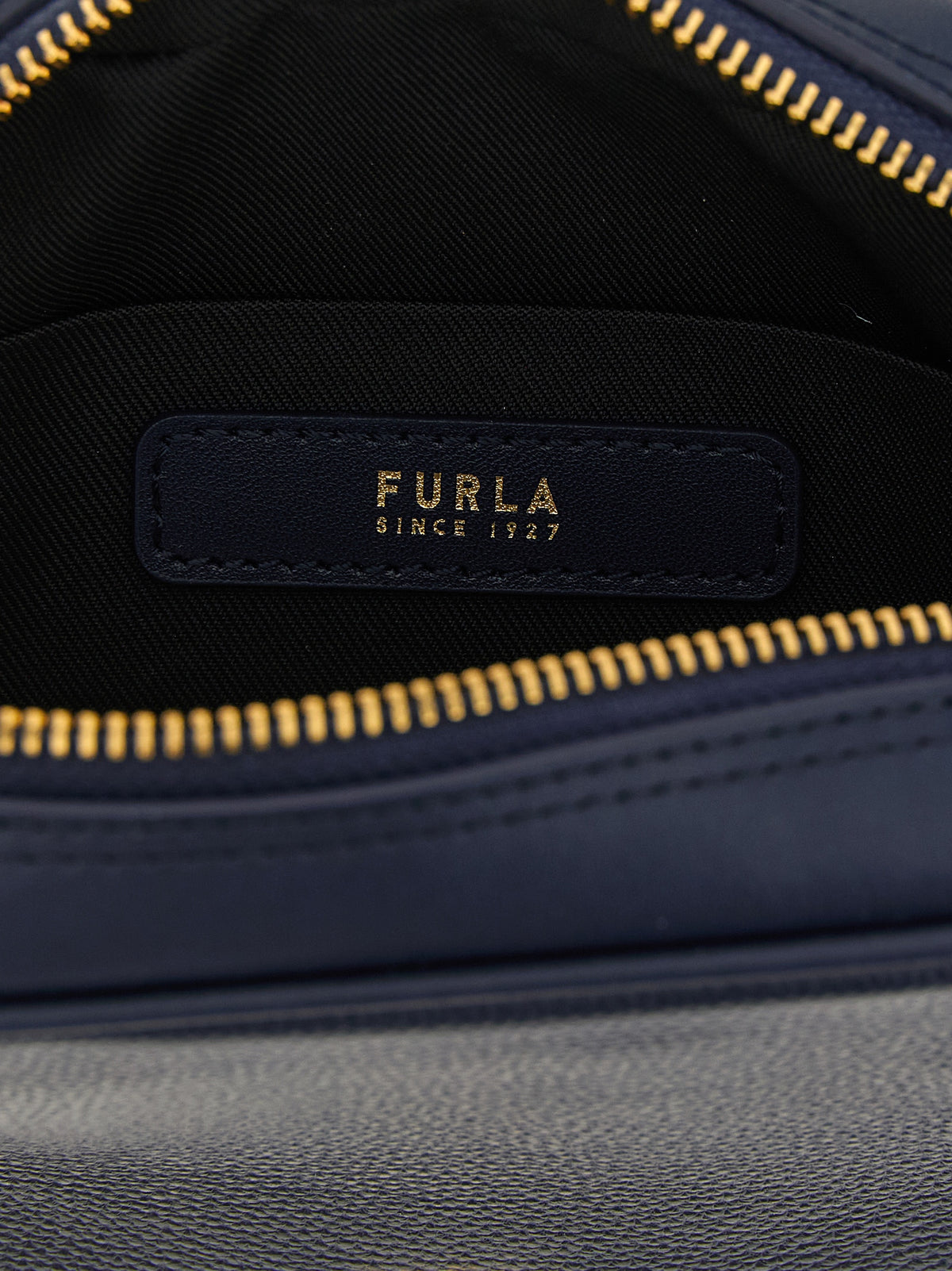 Furla Poppy S Blue Calfskin Handbag Dome Leather Navy