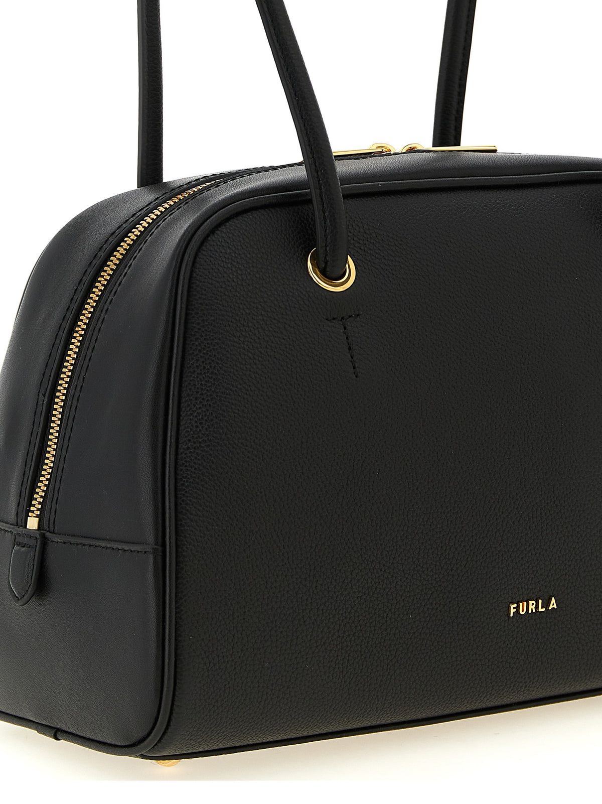 Furla Poppy M Handbag Black Calfskin Leather