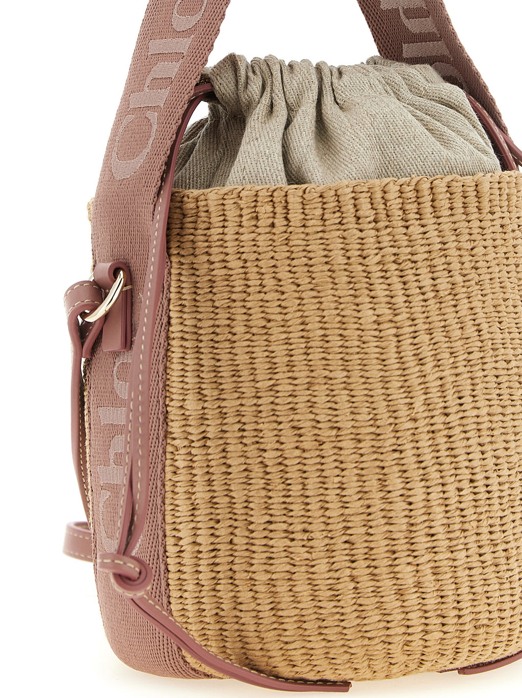 Chloé Small Woody Paper Bucket Bag Beige