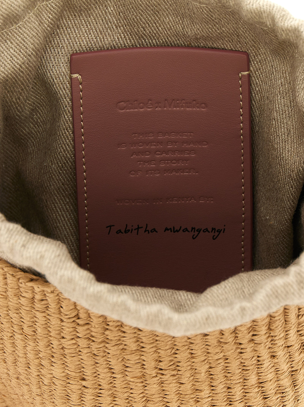 Chloé Small Woody Paper Bucket Bag Beige