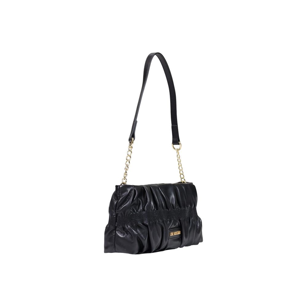 Love Moschino Small Polyurethane Handbag Gold Chain Black