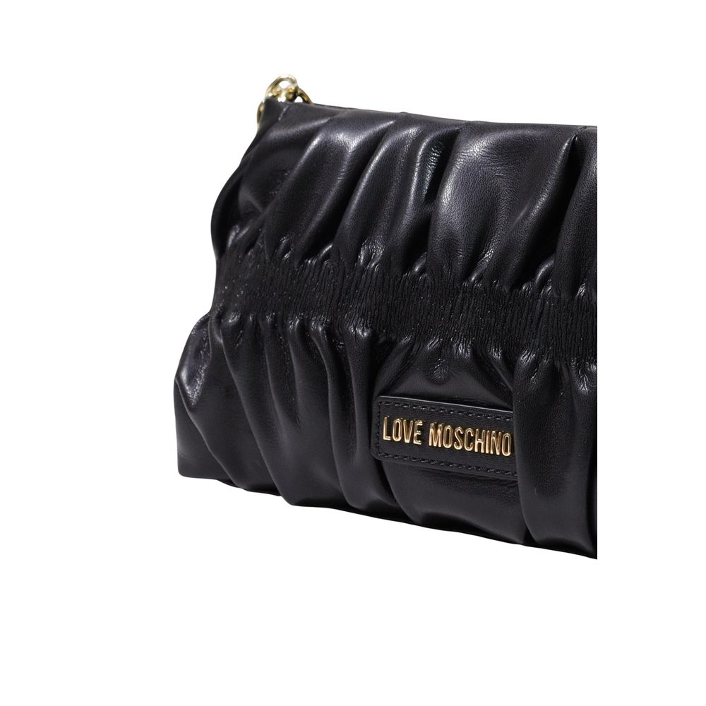 Love Moschino Small Polyurethane Handbag Gold Chain Black