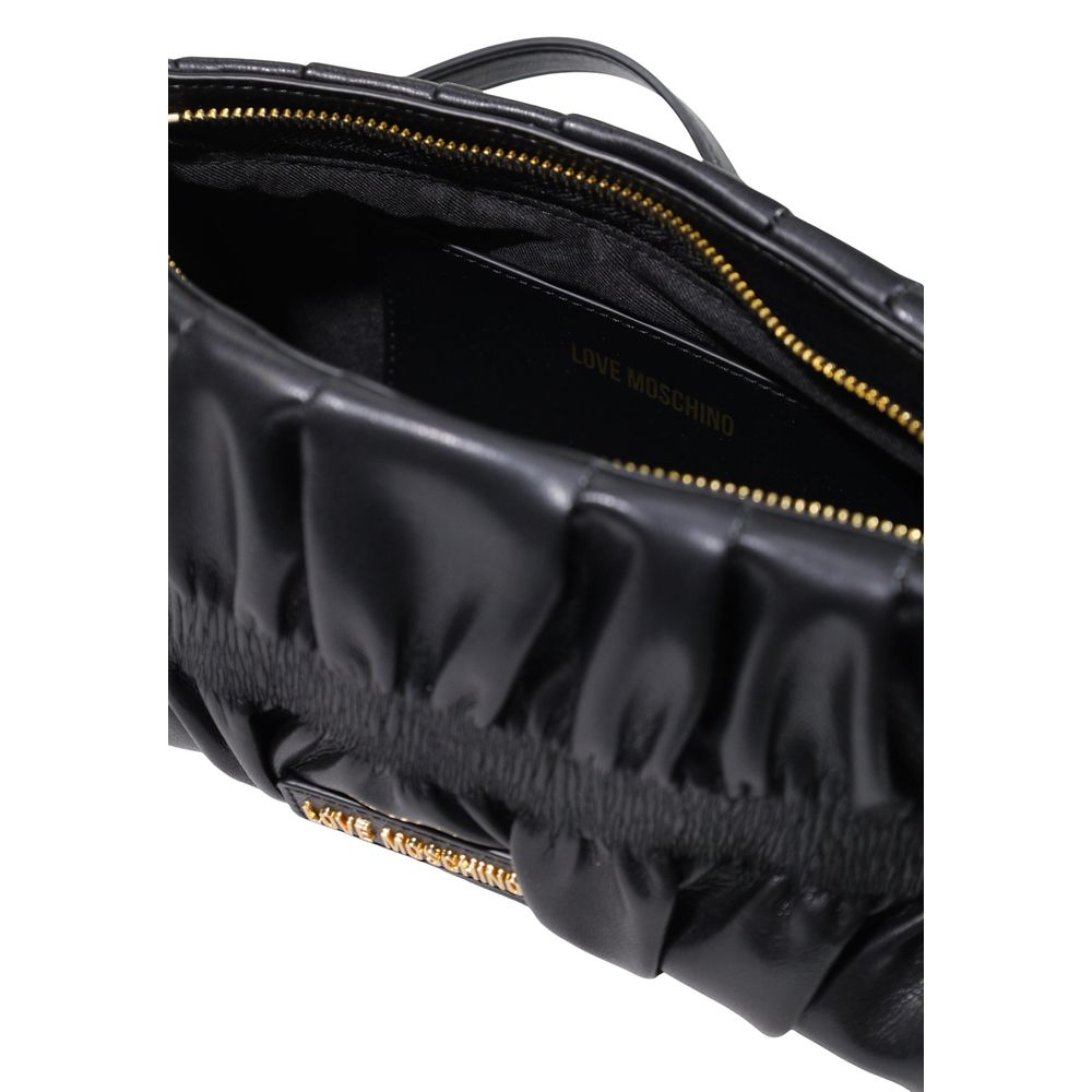 Love Moschino Small Polyurethane Handbag Gold Chain Black