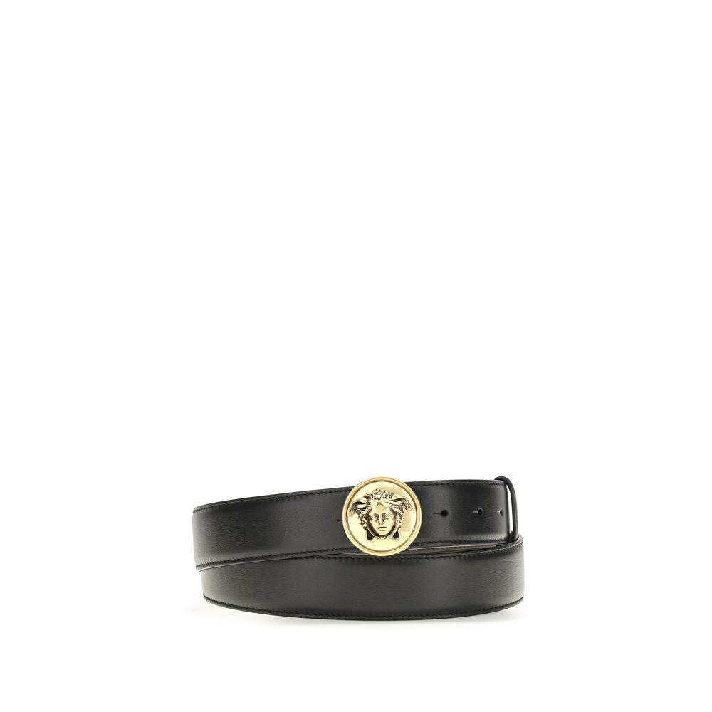 Versace Leather Belt 3.5 cm Black Calf Leather Bos Taurus Regular Belt