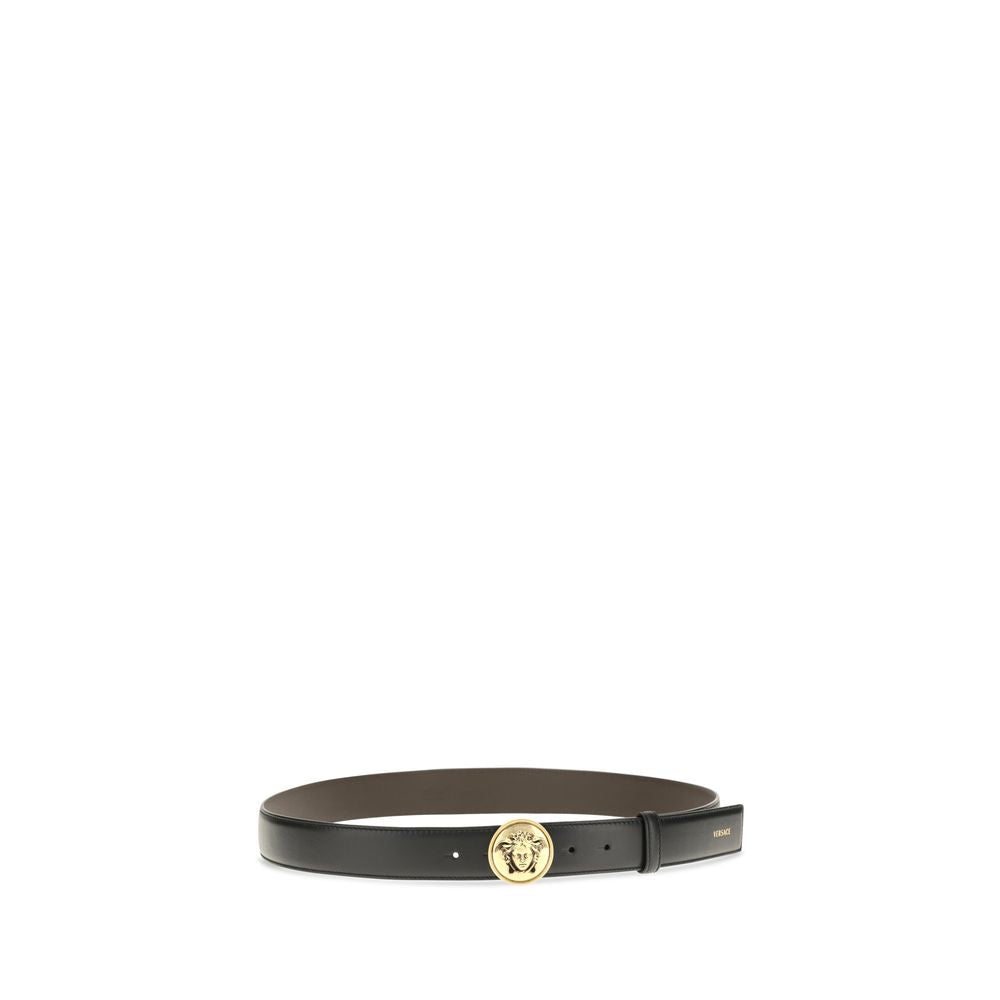 Versace Leather Belt 3.5 cm Black Calf Leather Bos Taurus Regular Belt
