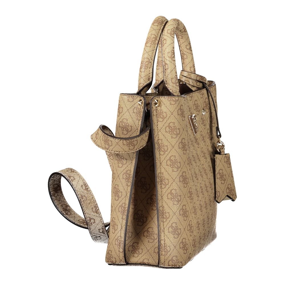 Guess Jeans Meridian II Women's Bag Beige PU Leather Handles & Strap