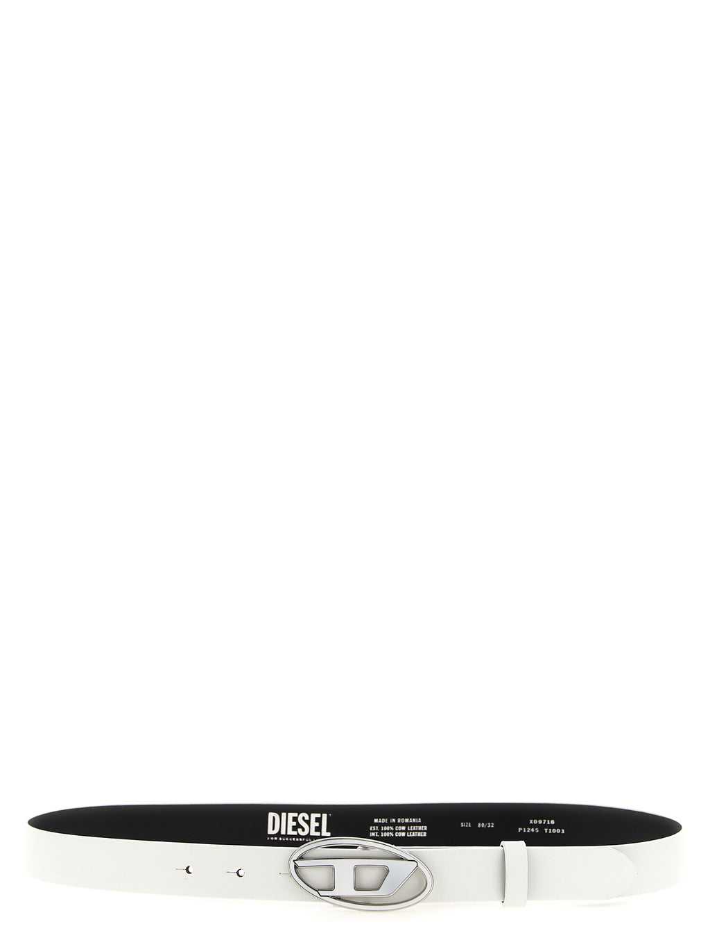Diesel B-1DR 25 White Leather Regular Belt