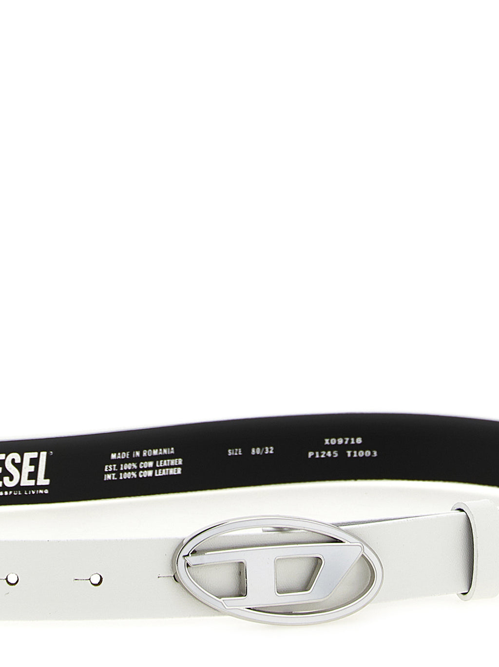 Diesel B-1DR 25 White Leather Regular Belt