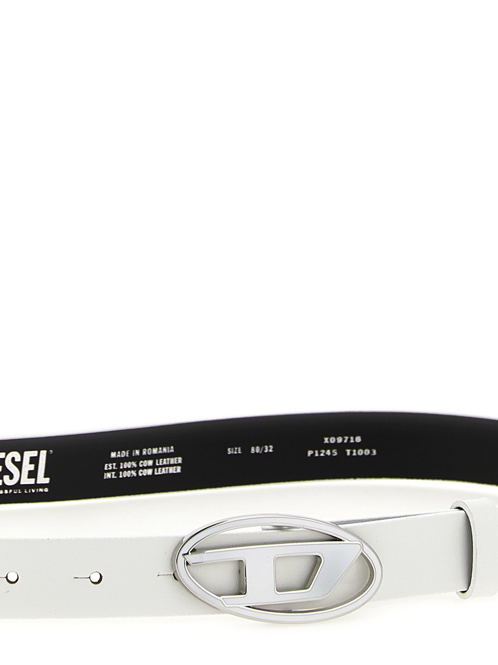 Diesel B-1DR 25 White Leather Regular Belt