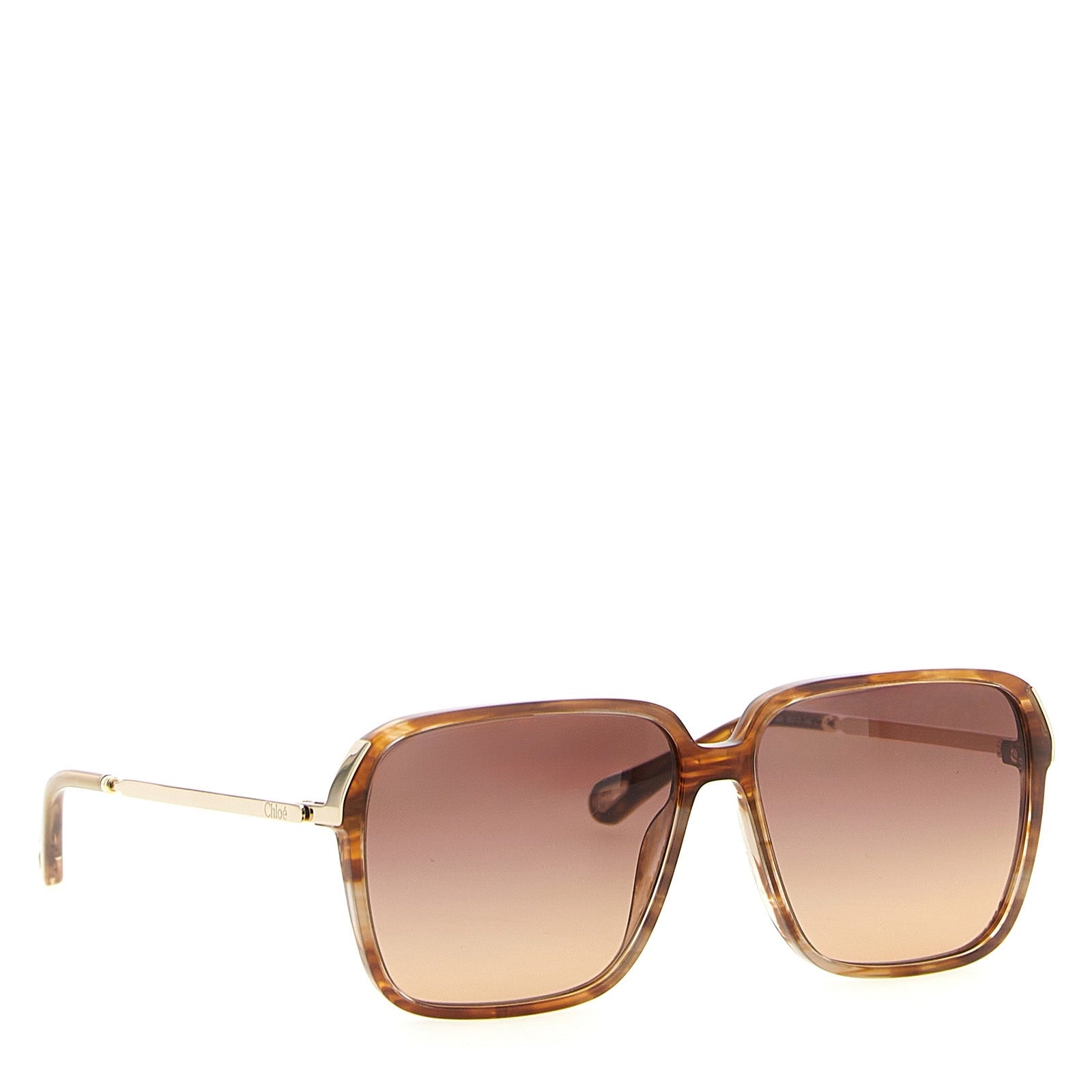 Chloé ’59’ Oversized Square Tortoiseshell Brown Gradient Sunglasses