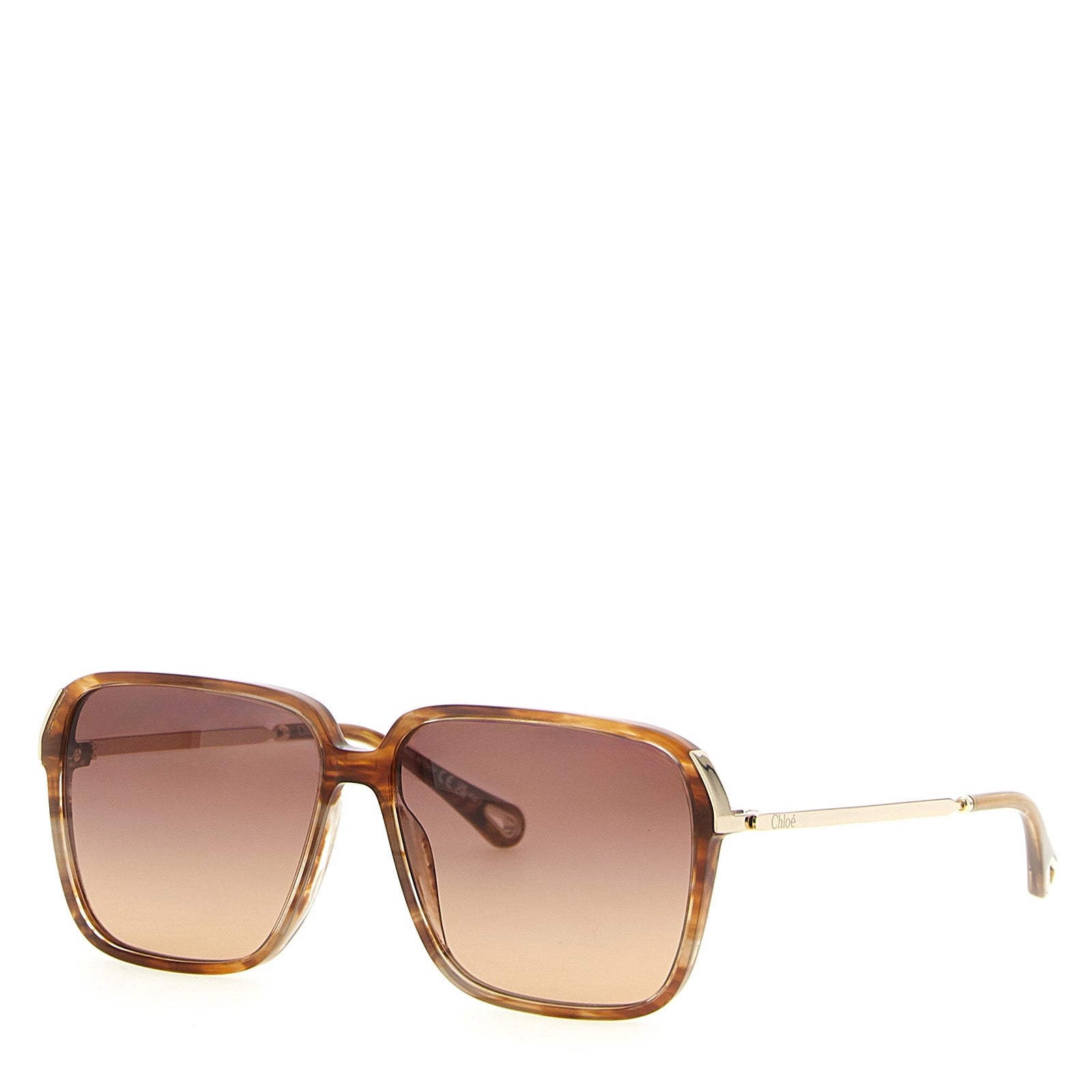 Chloé ’59’ Oversized Square Tortoiseshell Brown Gradient Sunglasses