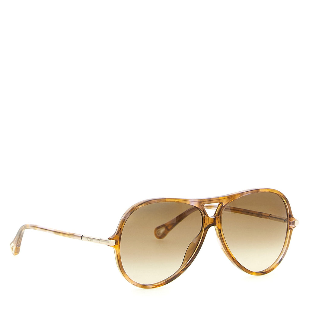 Chloé ’59’ Women’s Aviator Sunglasses Tortoiseshell Amber Gradient