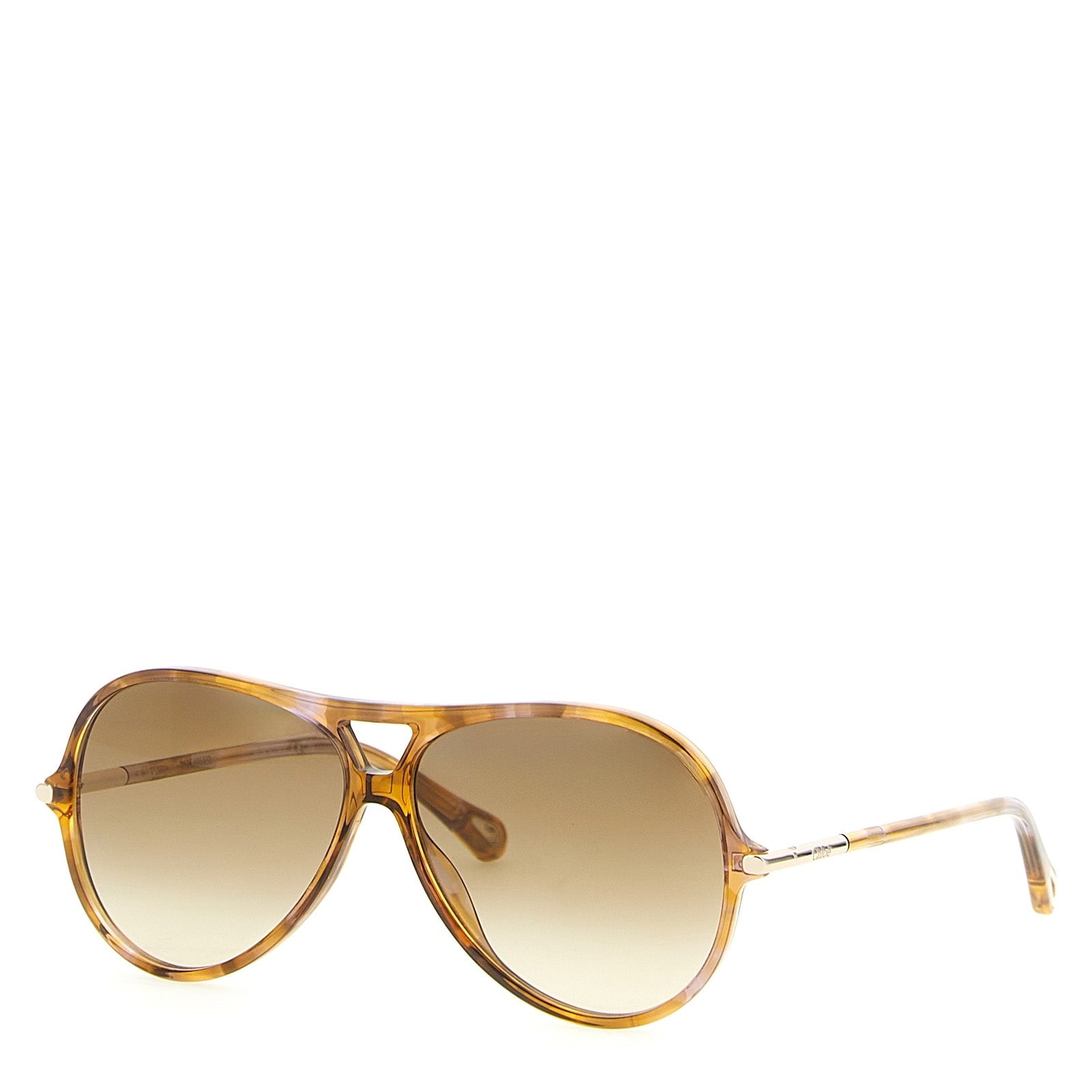 Chloé ’59’ Women’s Aviator Sunglasses Tortoiseshell Amber Gradient