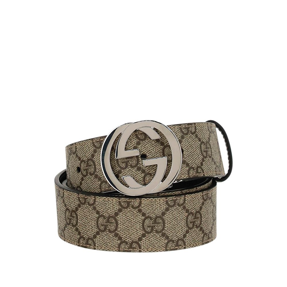 Gucci Reversible GG Supreme Brown Cotton Regular Belt