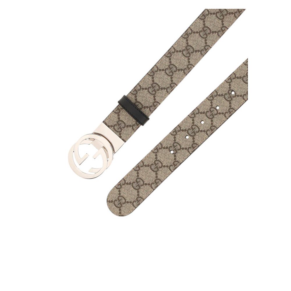 Gucci Reversible GG Supreme Brown Cotton Regular Belt