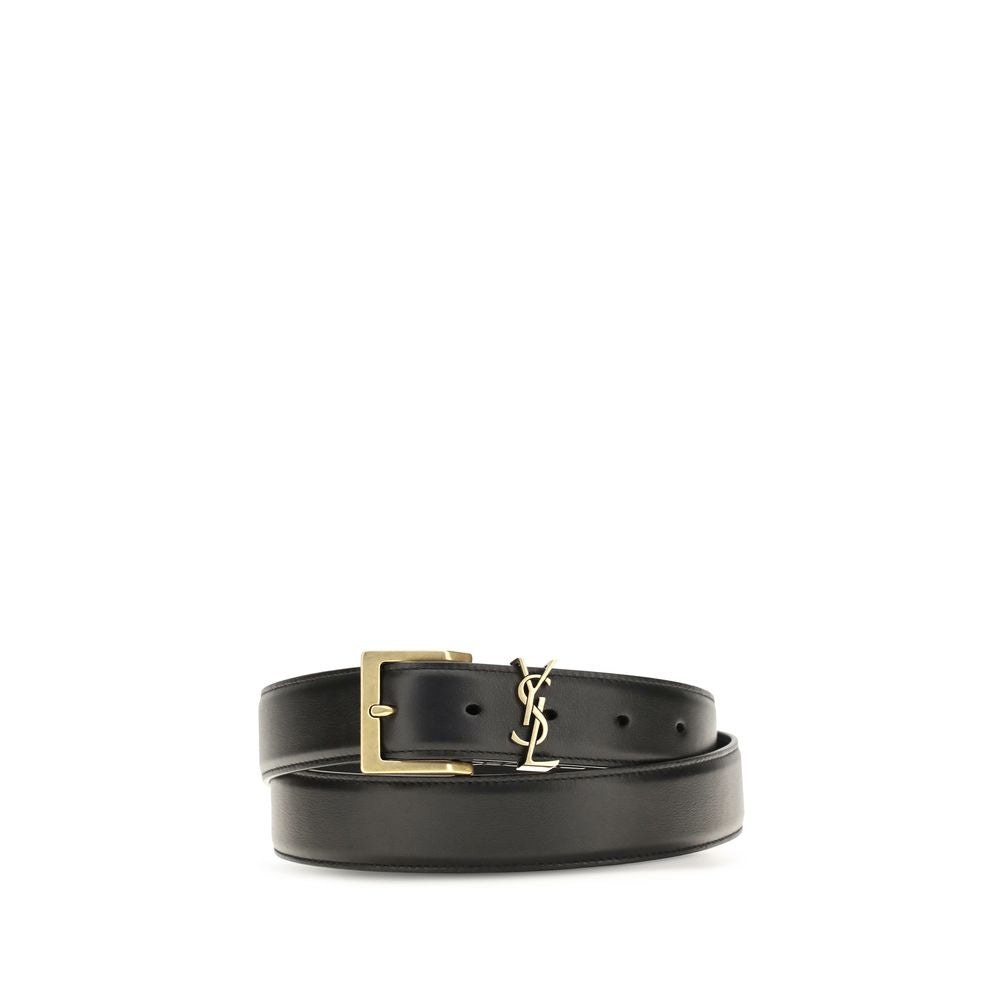 Saint Laurent Cassandre Vadim Black Calf Leather Bos Taurus Regular Belt