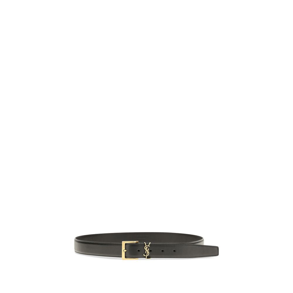 Saint Laurent Cassandre Vadim Black Calf Leather Bos Taurus Regular Belt