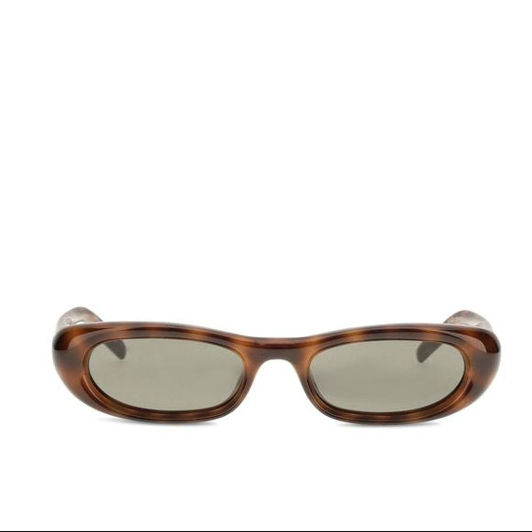 Saint Laurent Brown Tortoiseshell Oval Acetate Sunglasses Women’s