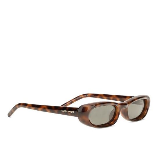 Saint Laurent Brown Tortoiseshell Oval Acetate Sunglasses Women’s