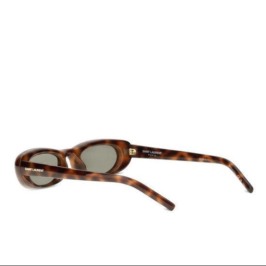 Saint Laurent Brown Tortoiseshell Oval Acetate Sunglasses Women’s
