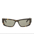 Saint Laurent Brown Tortoiseshell Acetate Rectangular Sunglasses