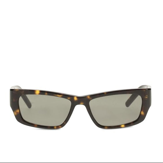 Saint Laurent Brown Tortoiseshell Acetate Rectangular Sunglasses