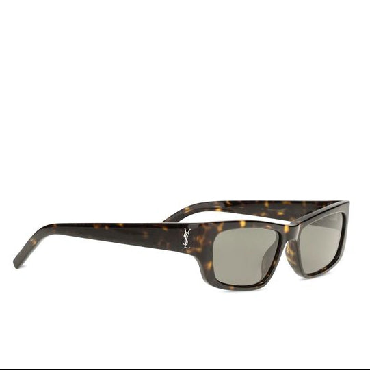 Saint Laurent Brown Tortoiseshell Acetate Rectangular Sunglasses