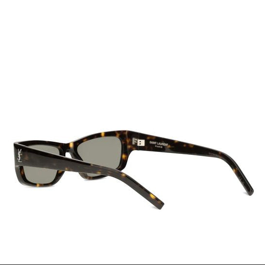 Saint Laurent Brown Tortoiseshell Acetate Rectangular Sunglasses