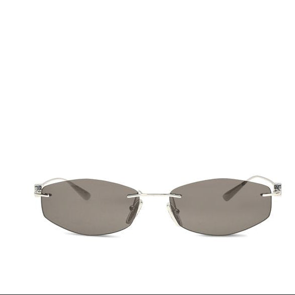 Balenciaga Geometric Oval Silver Metal Sunglasses Men’s New with Tags