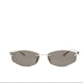 Balenciaga Geometric Oval Silver Metal Sunglasses Men’s New with Tags