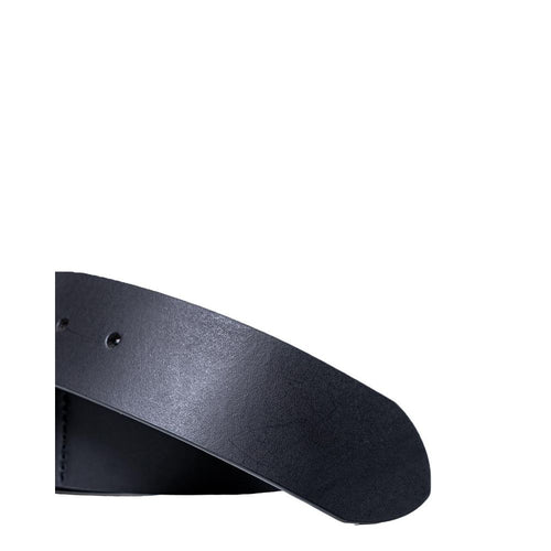 Armani Exchange Bold Buckle Logo Black Leather Regular Belt