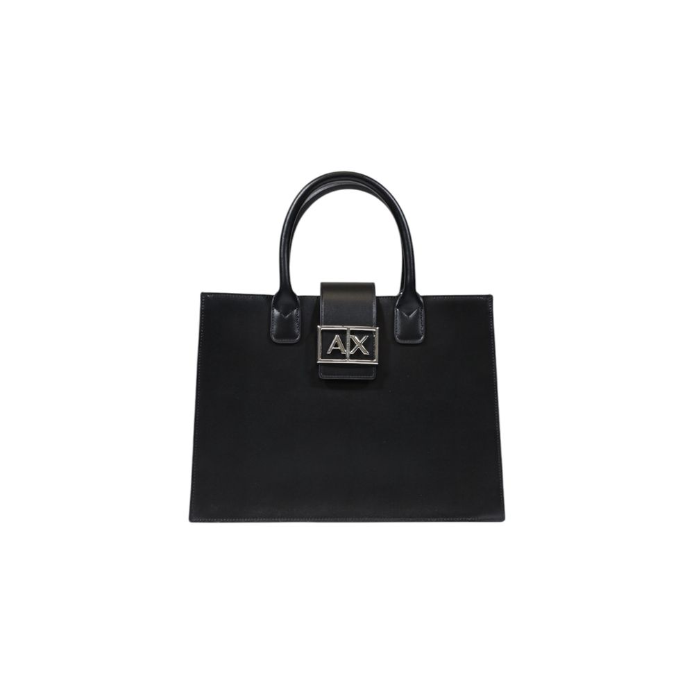 Armani Exchange Medium Black Polyester Handbag with AX Buckle
