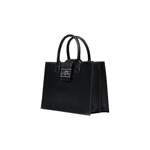 Armani Exchange Medium Black Polyester Handbag with AX Buckle