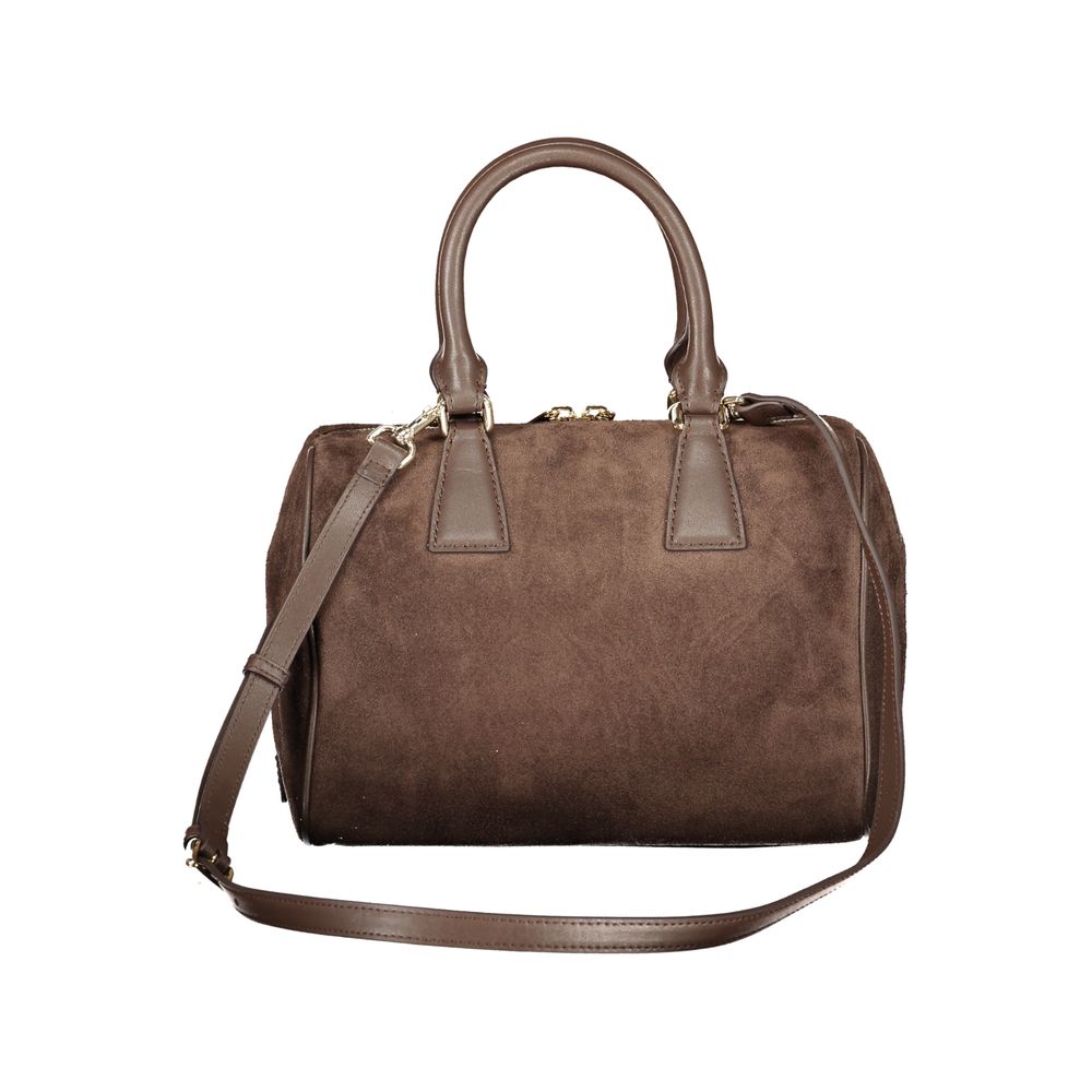 Furla Olivia M Boston Leather Handbag Brown Removable Strap