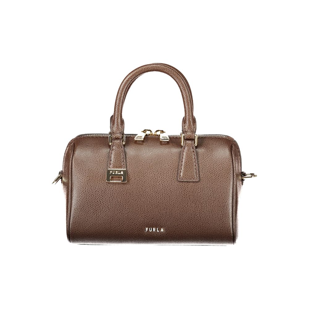 Furla Olivia Mini Boston Bag Brown 100% Leather Adjustable Strap