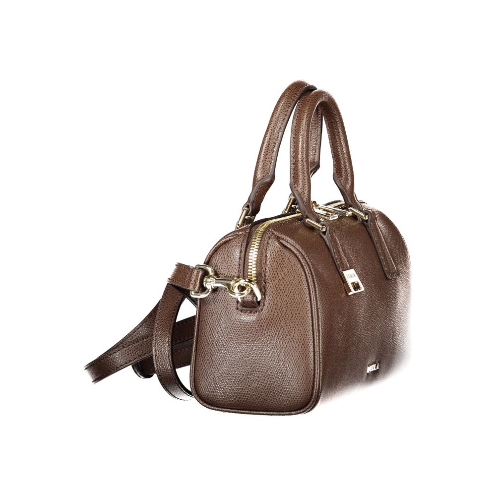 Furla Olivia Mini Boston Bag Brown 100% Leather Adjustable Strap
