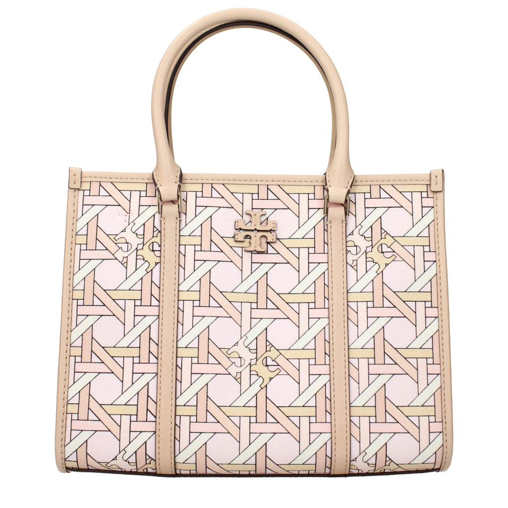 Tory Burch Handbag Pink Fabric Front Logo Adjustable Removable Strap