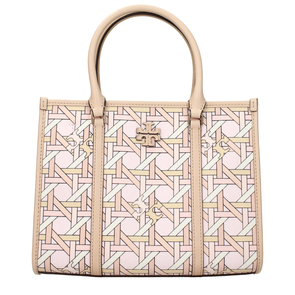 Tory Burch Handbag Pink Fabric Front Logo Adjustable Removable Strap