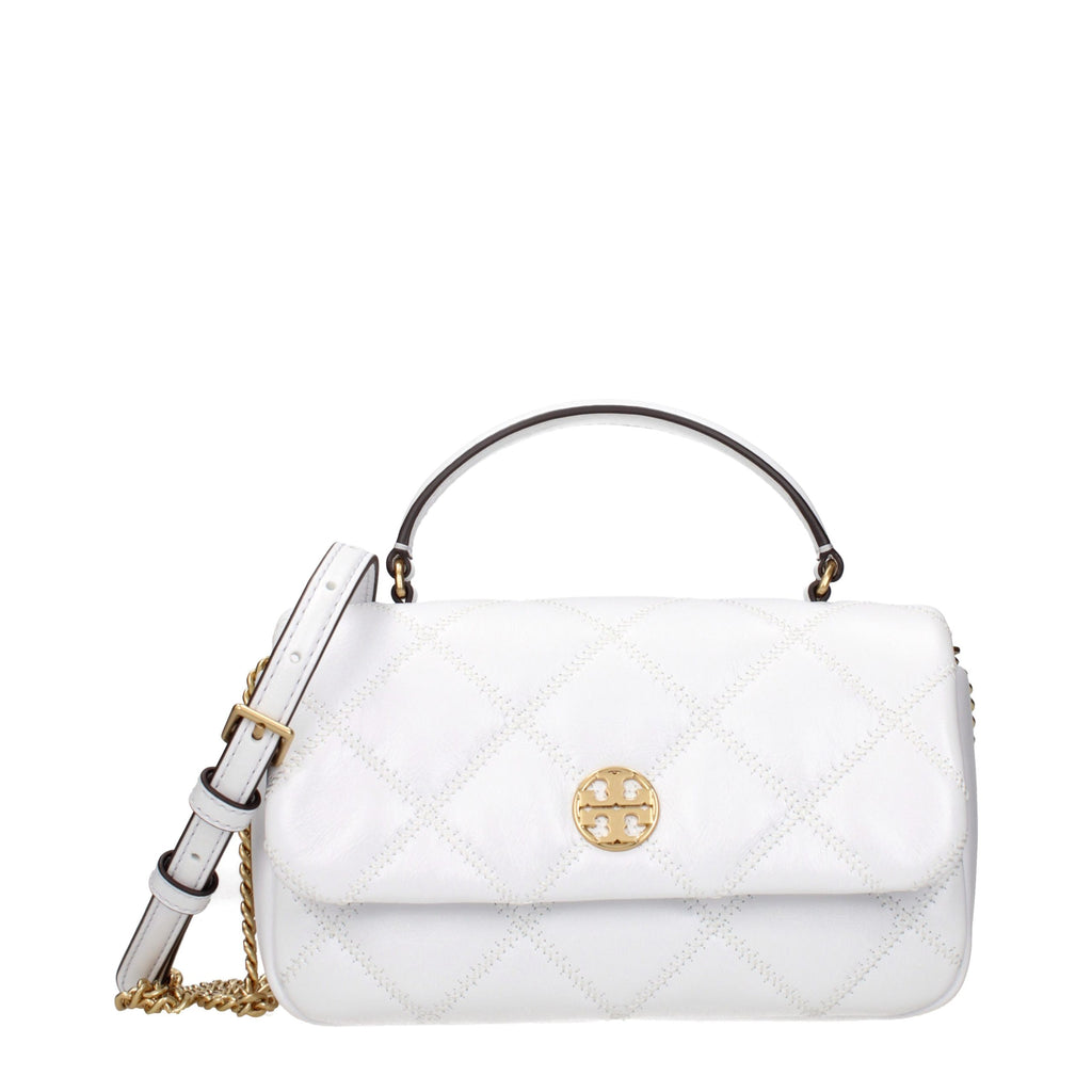 Tory Burch Leather Handbag White Front Logo Adjustable Strap