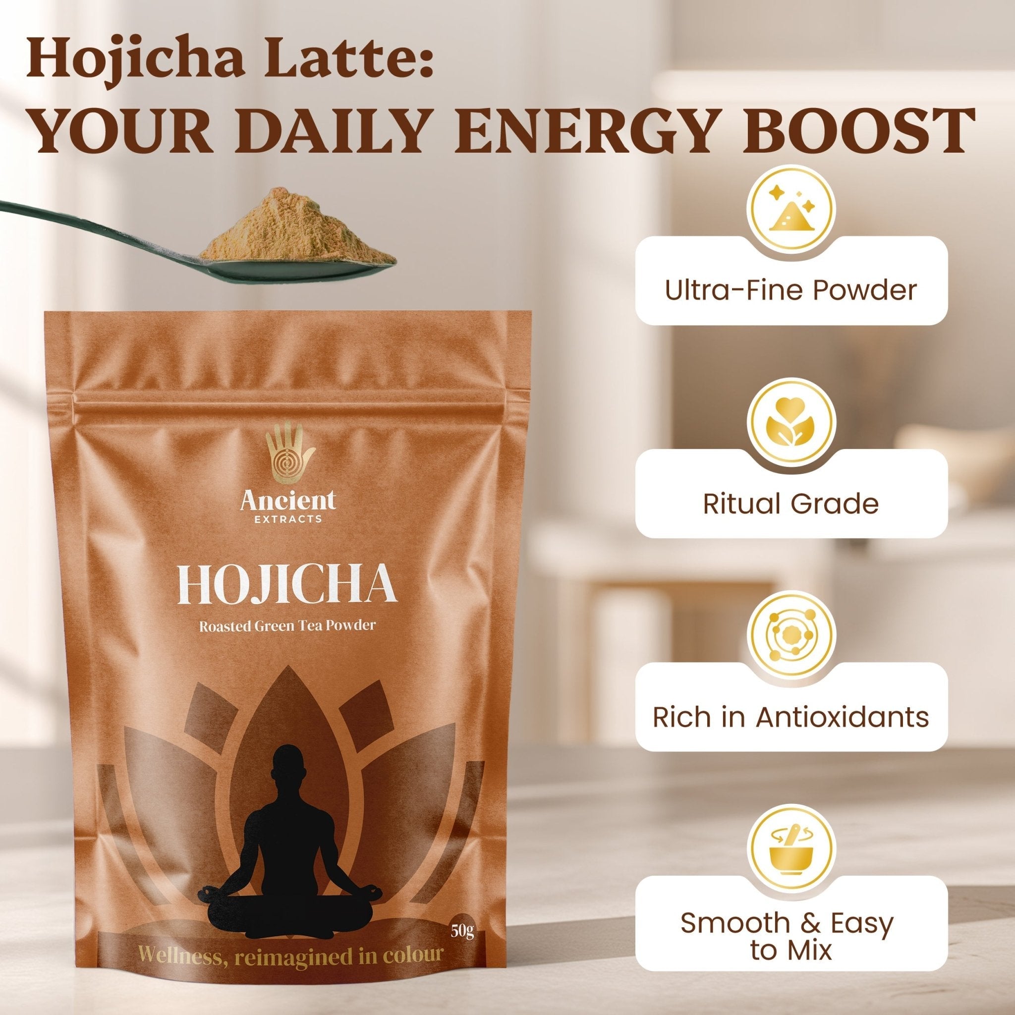 Ancient Extracts Ritual Grade Hojicha Powder Japanese Roasted Green Tea