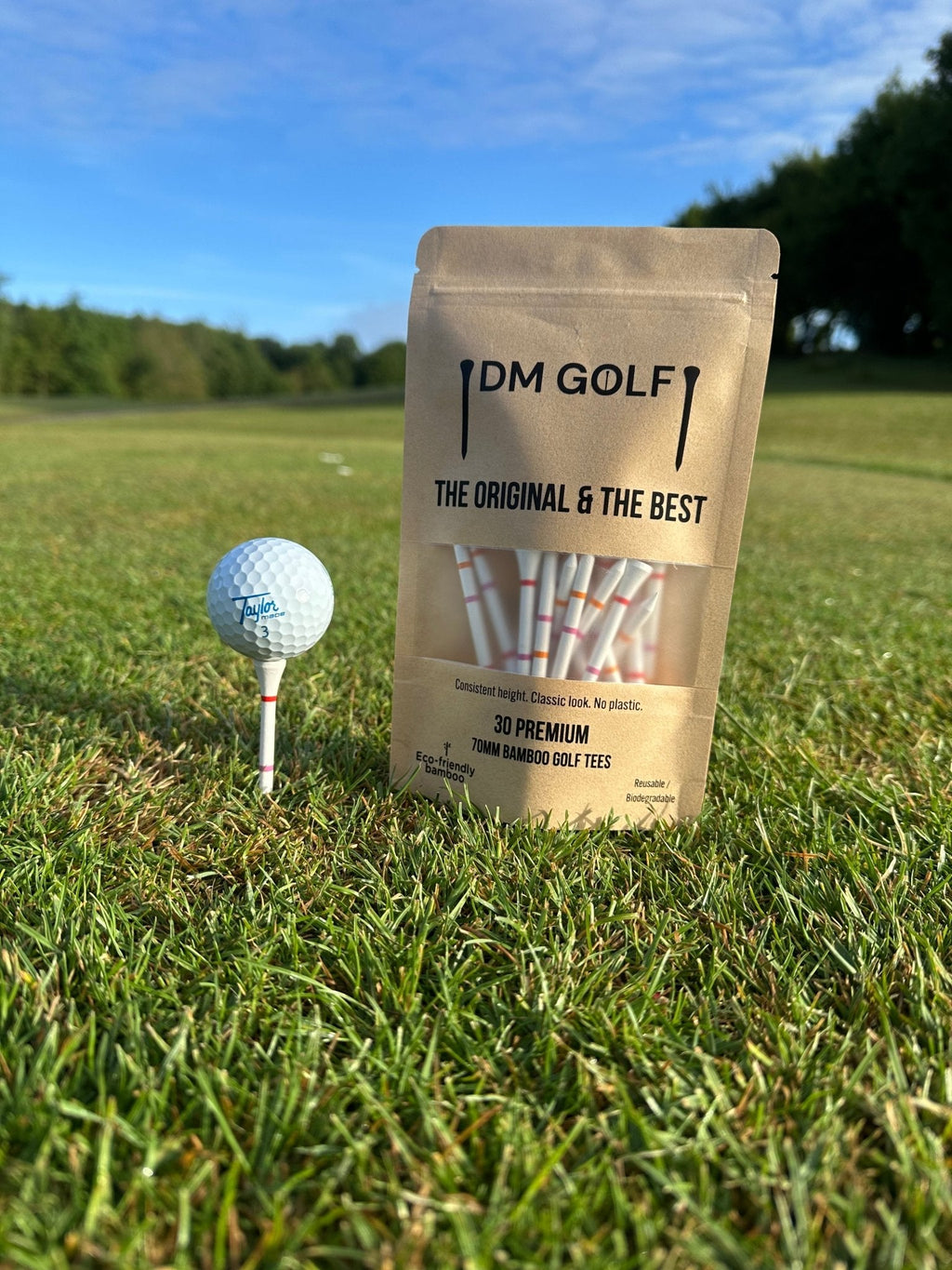 DM Golf OG-30 Bamboo Golf Tees 30 Pack Castle Markings
