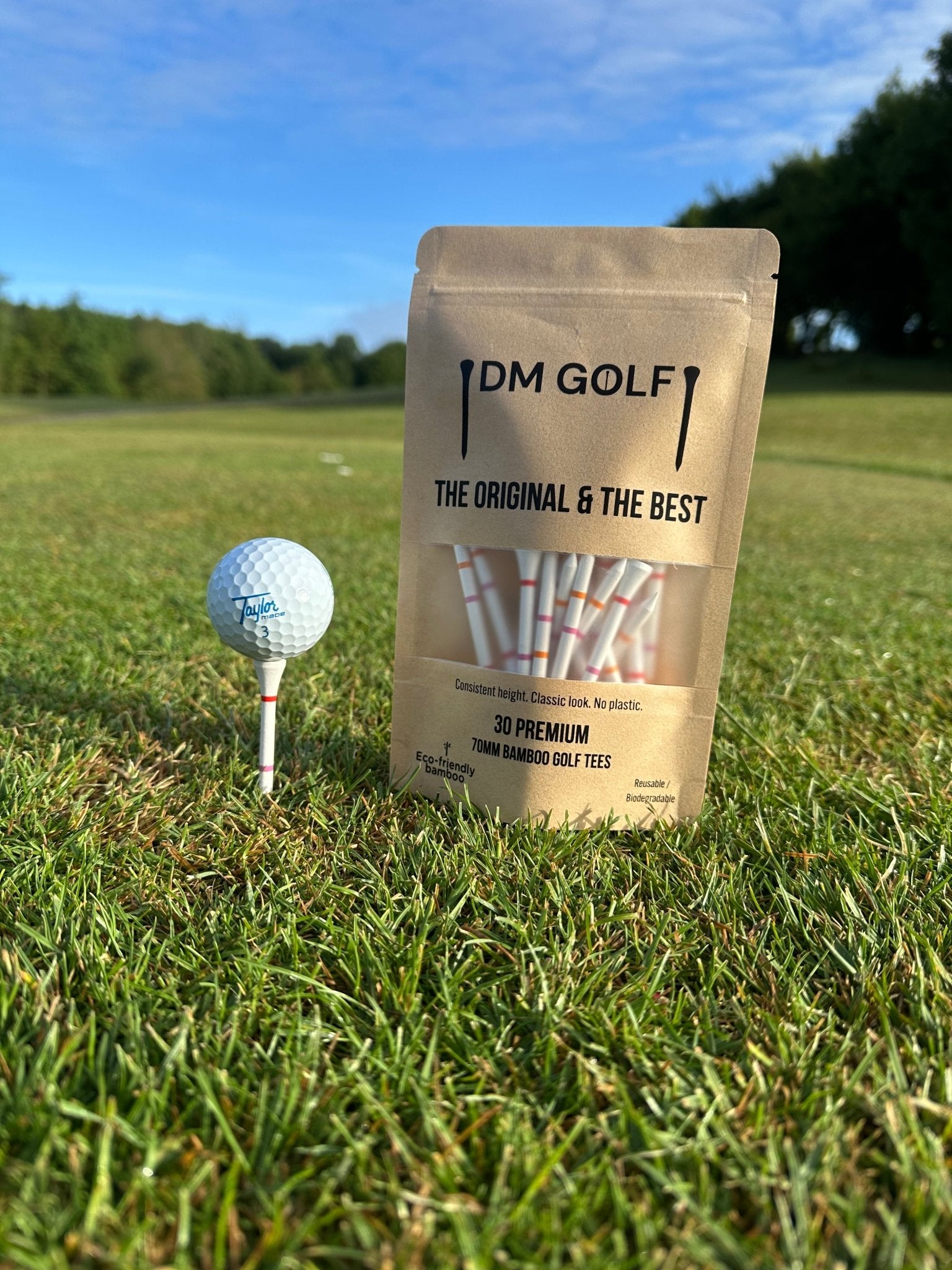 DM Golf OG-30 Bamboo Golf Tees 30 Pack Castle Markings
