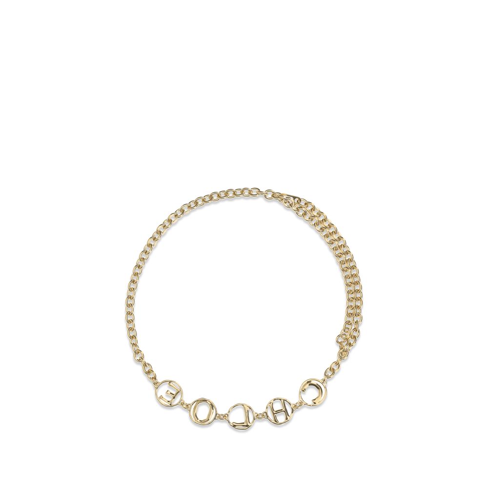 Chloé Script Jewelry Gold Calf Leather Bos Taurus Regular Belt