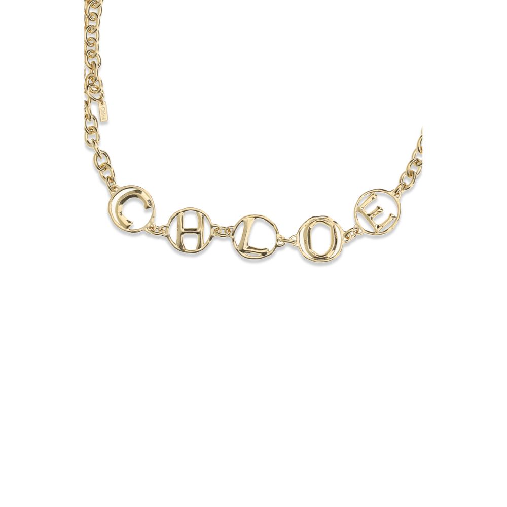 Chloé Script Jewelry Gold Calf Leather Bos Taurus Regular Belt