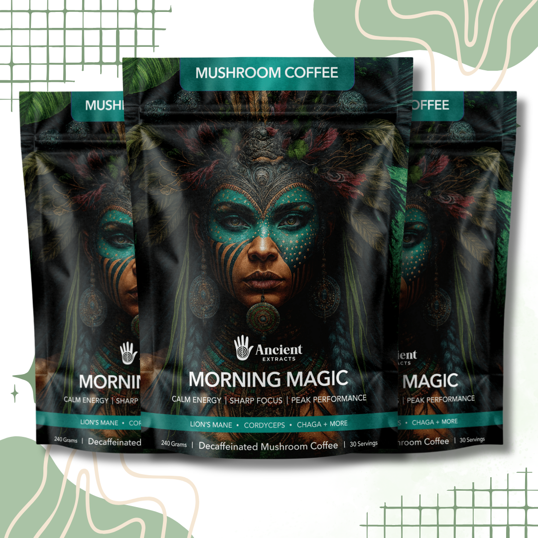 Ancient Extracts Morning Magic Mushroom Coffee - Naturally Decaffeinated, Vegan, Gluten-Free
