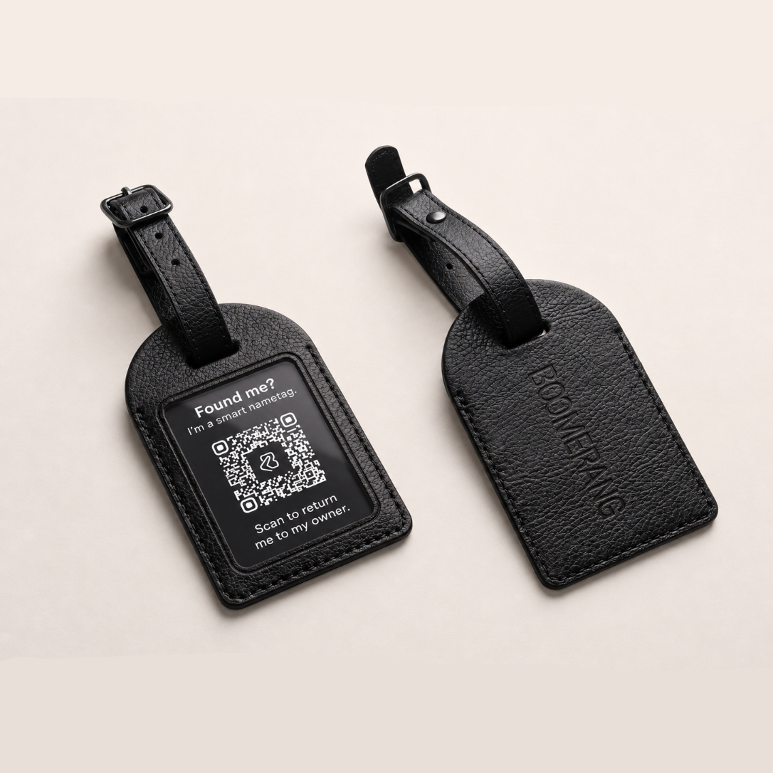 Boomerang Luggage Tag 2-Pack, Belluno Vegan PU, 5.4x8.9cm