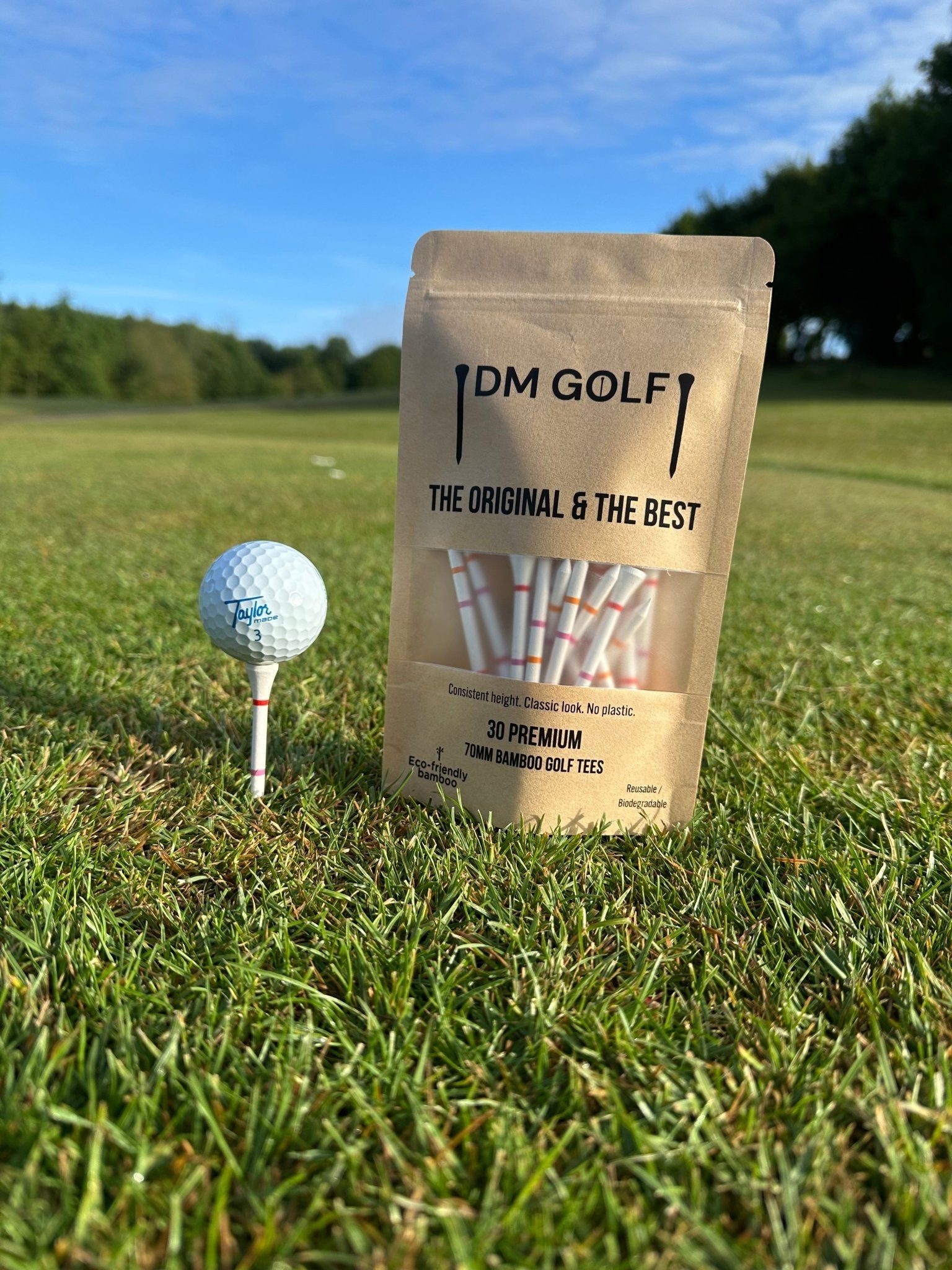 DM Golf OG-30 Bamboo Golf Tees 30 Pack Castle Markings
