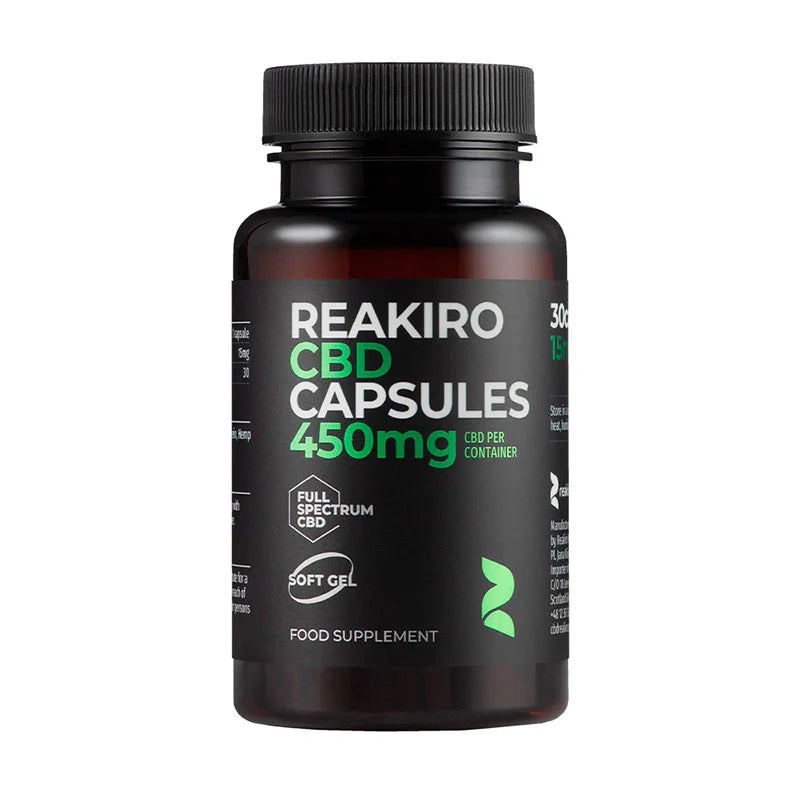 Reakiro Full Spectrum CBD Soft Gel Capsules 300mg to 1500mg, 30 Caps