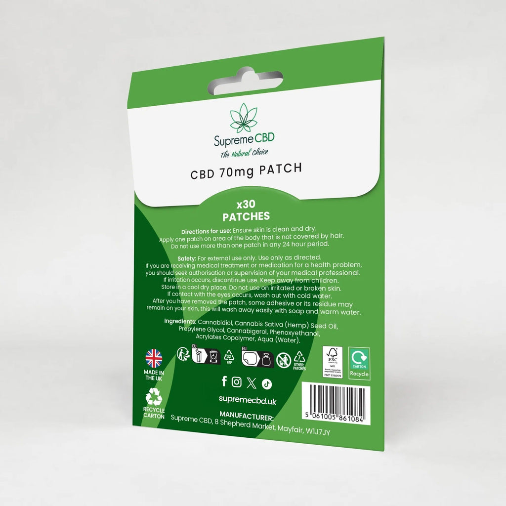 SupremeCBD Transdermal CBD Patches with Extended 24-Hour Release